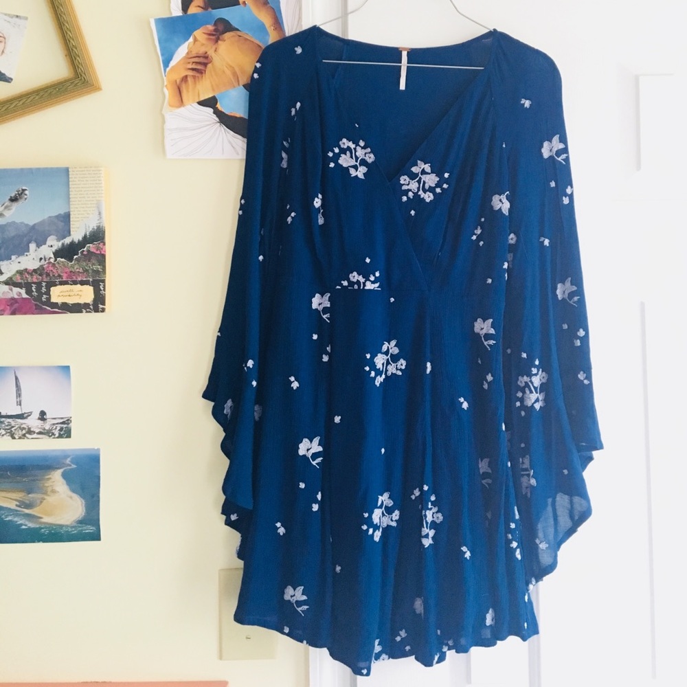Free People Jasmine Embroidered Wrap Front Dress
